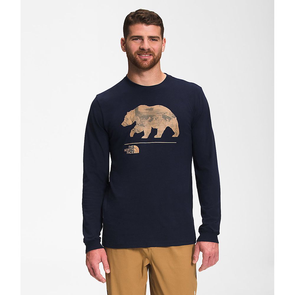 The North Face Long Sleeve Mens Australia - The North Face Bearscape Navy (YJP-571496)